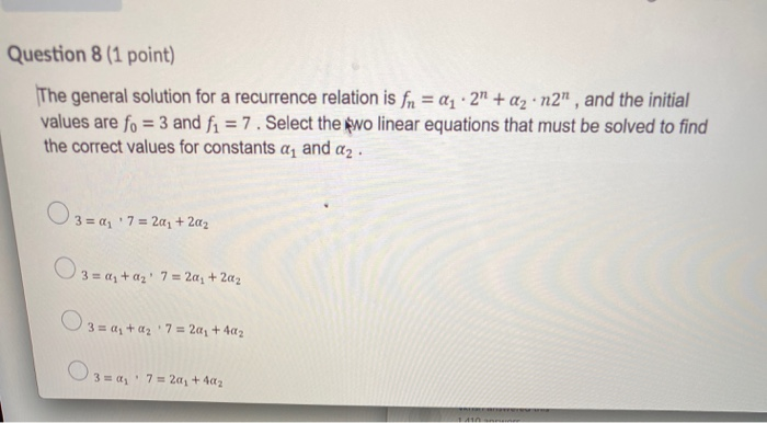 Solved Question 8 (1 point) The general solution for a | Chegg.com