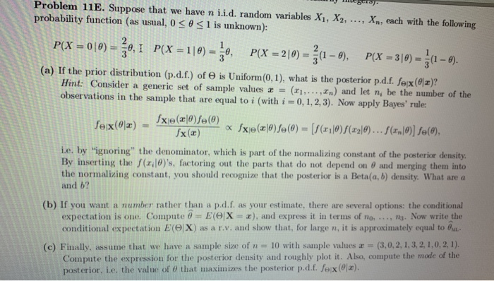 Problem 11e Suppose That We Have N I I D Random Chegg Com