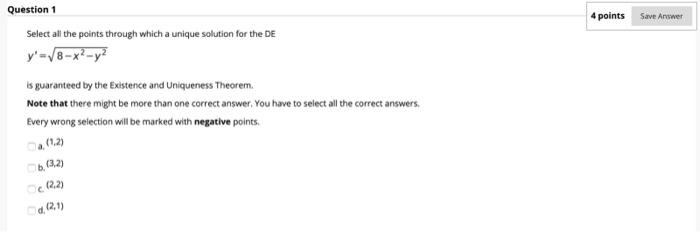 Solved 4 points Save Answer Question 1 Select all the points | Chegg.com