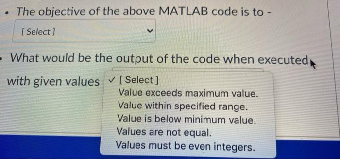 Solved Consider the following MATLAB Code: x - 10; 2; b 6; | Chegg.com