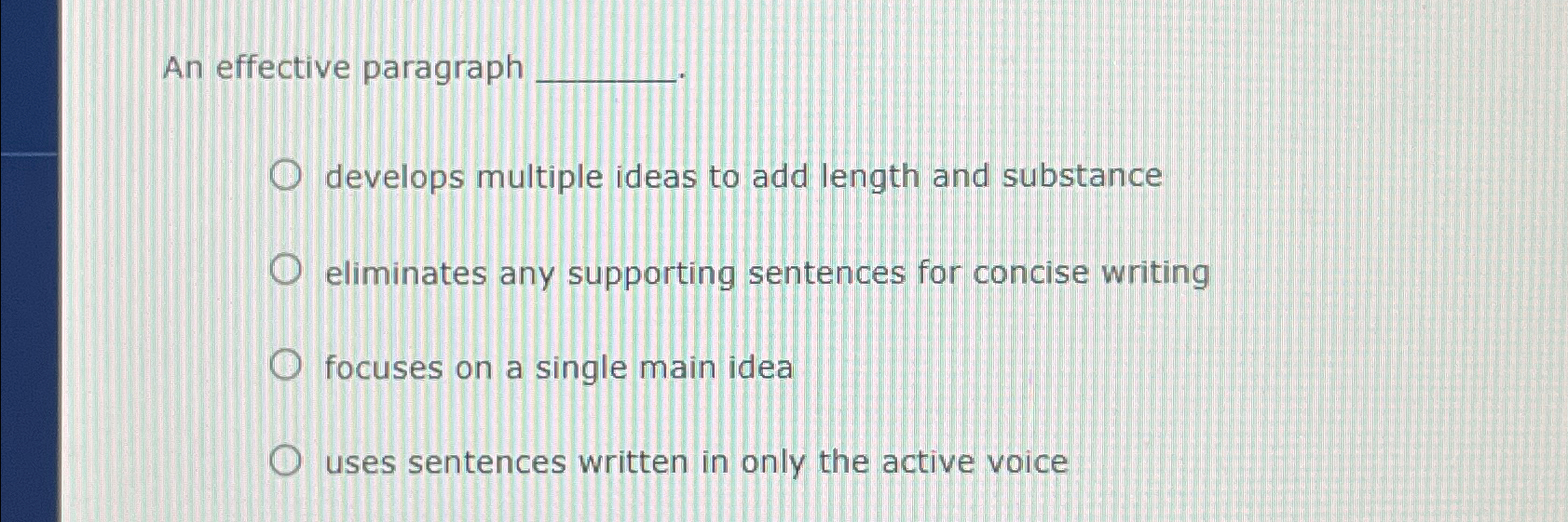 Solved An effective paragraphdevelops multiple ideas to add | Chegg.com