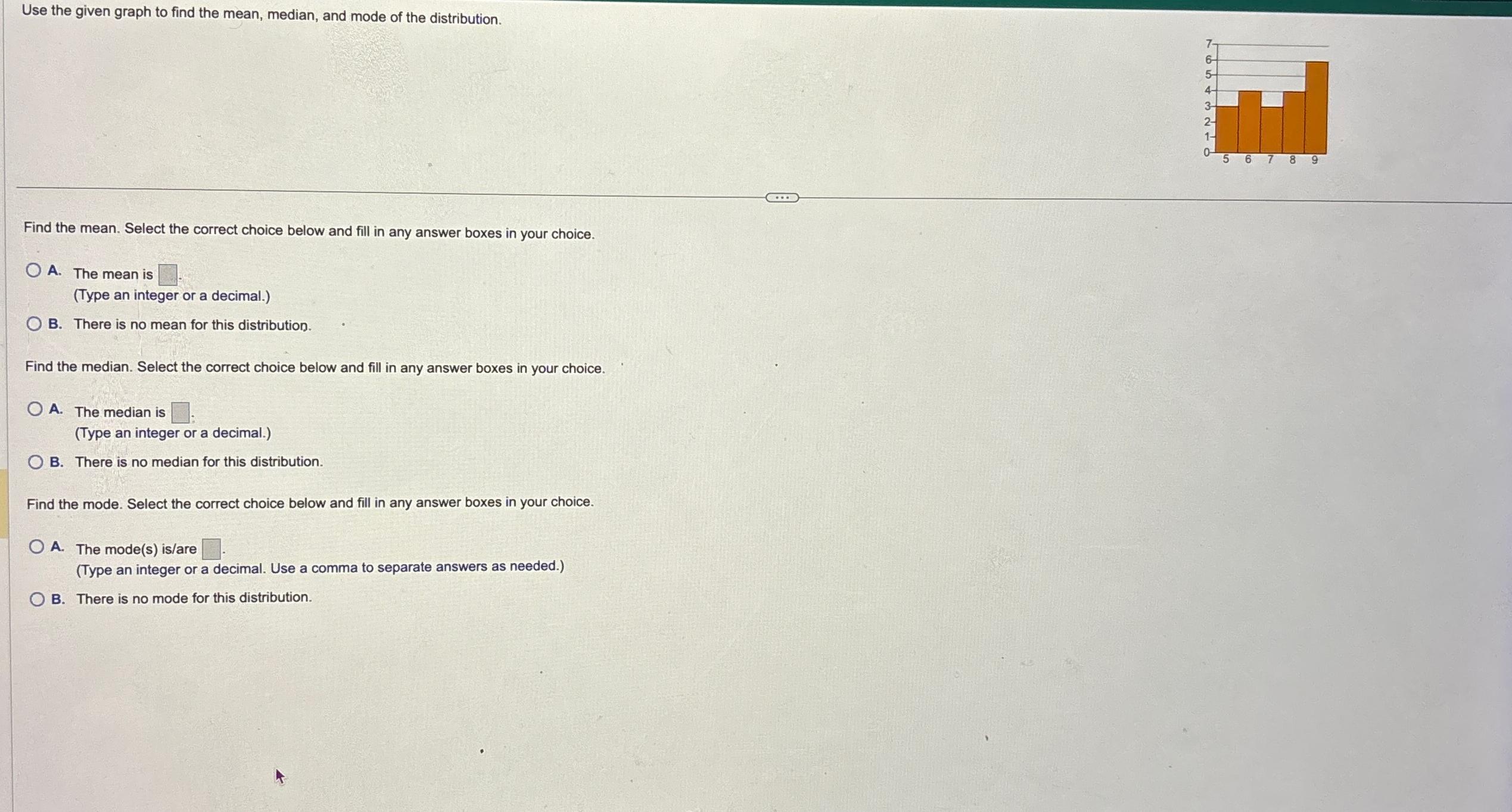 Solved Use the given graph to find the mean median and Chegg com