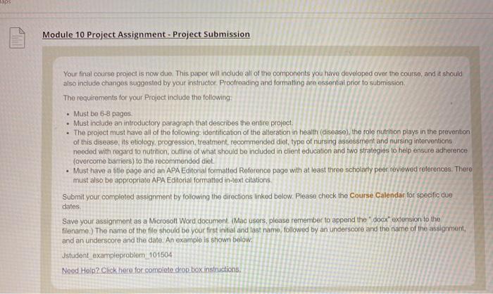 Module 10 Project Assignment - Project Submission | Chegg.com