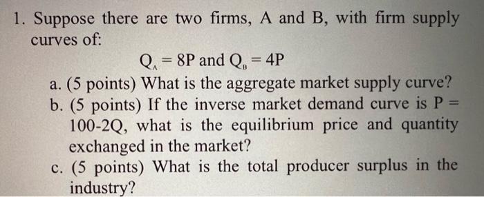 Solved Suppose There Are Two Firms, A And B, With Firm | Chegg.com