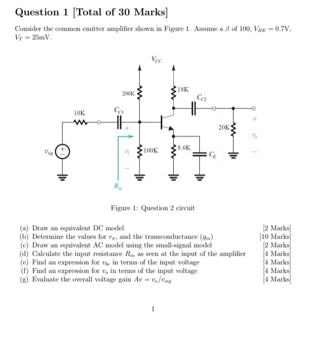 Solved Consider the common emitter amplifier shown in Figure | Chegg.com