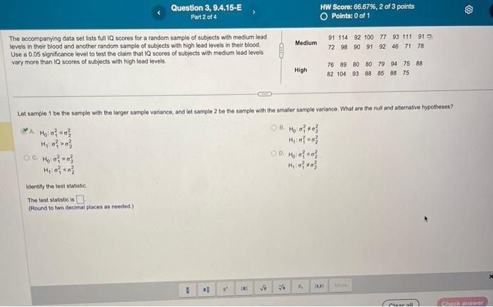 Solved The accompanying data set lists full iQ scores for a | Chegg.com