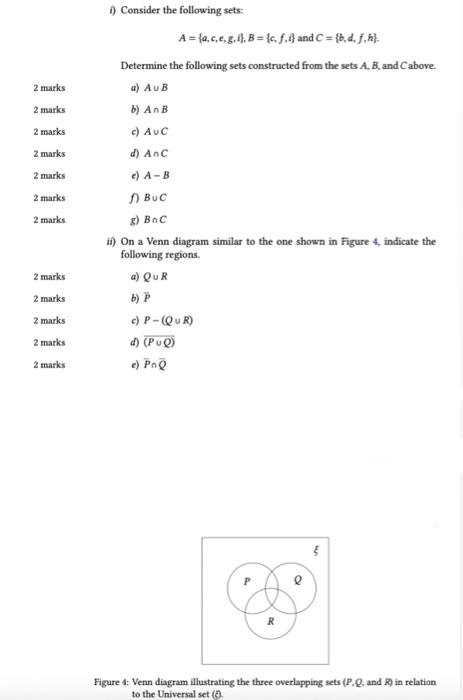 Solved I) Consider The Following Sets: | Chegg.com