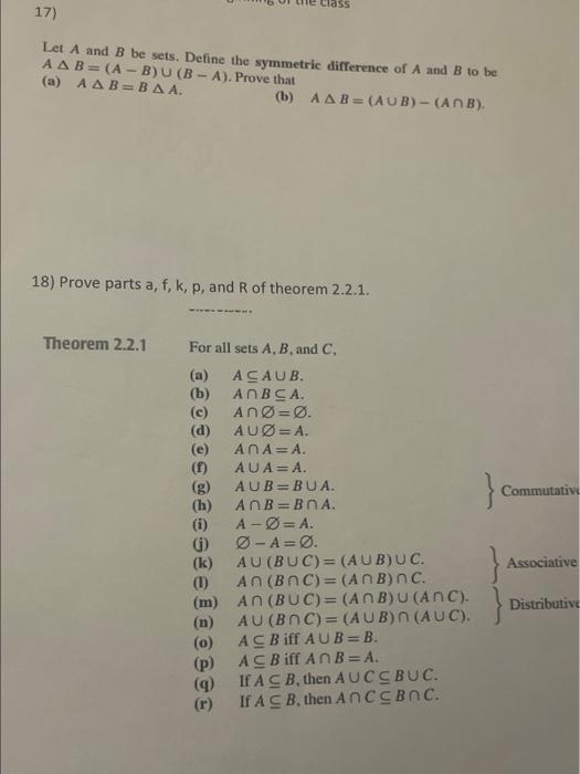 Solved Let A And B Be Sets. Define The Symmetric Difference | Chegg.com