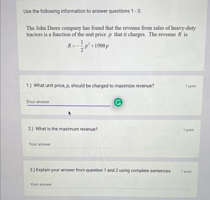 Solved Use the following information to answer questions 1 - | Chegg.com