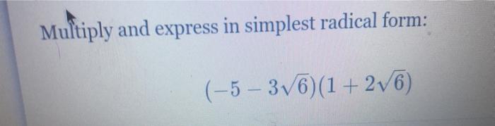 express in simplest radical form 36