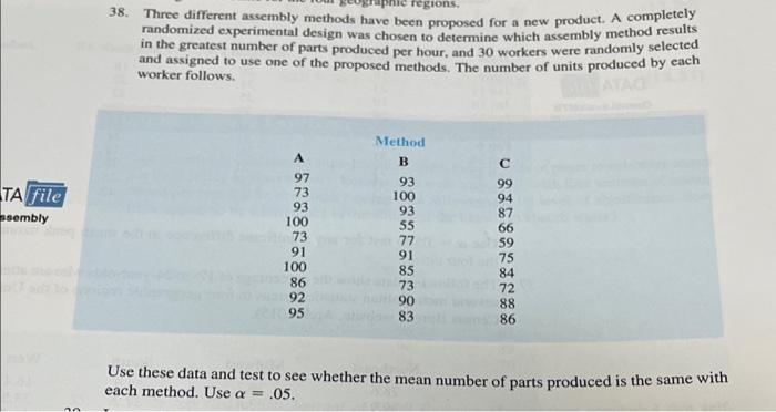 Solved 38. Three different assembly methods have been | Chegg.com