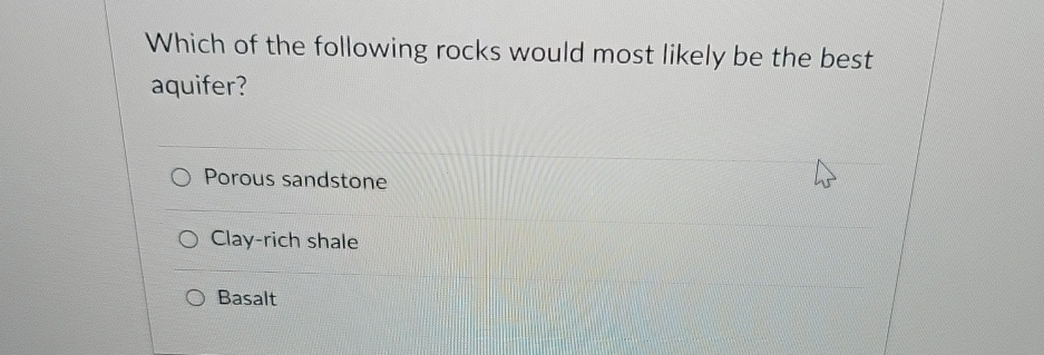Solved Which of the following rocks would most likely be the | Chegg.com