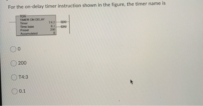 Solved For the on-delay timer instruction shown in the | Chegg.com