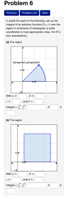 Solved Problem 6 Previous Problem List Next (1 point) For | Chegg.com