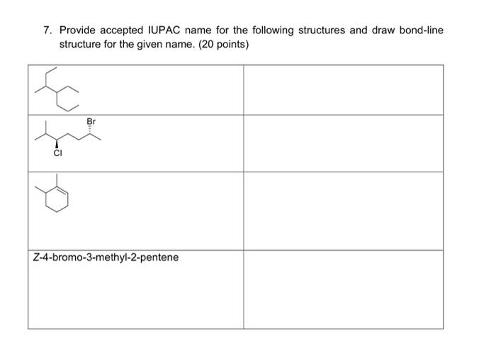 Solved 7. Provide accepted IUPAC name for the following | Chegg.com