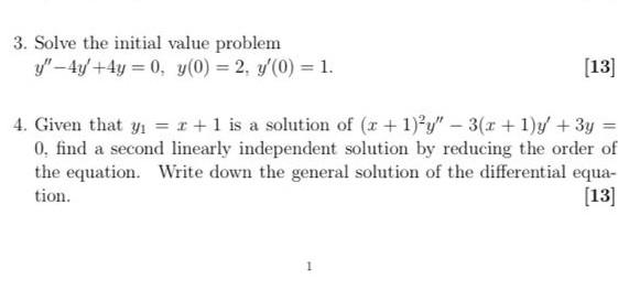 Solved 3 Solve The Initial Value Problem