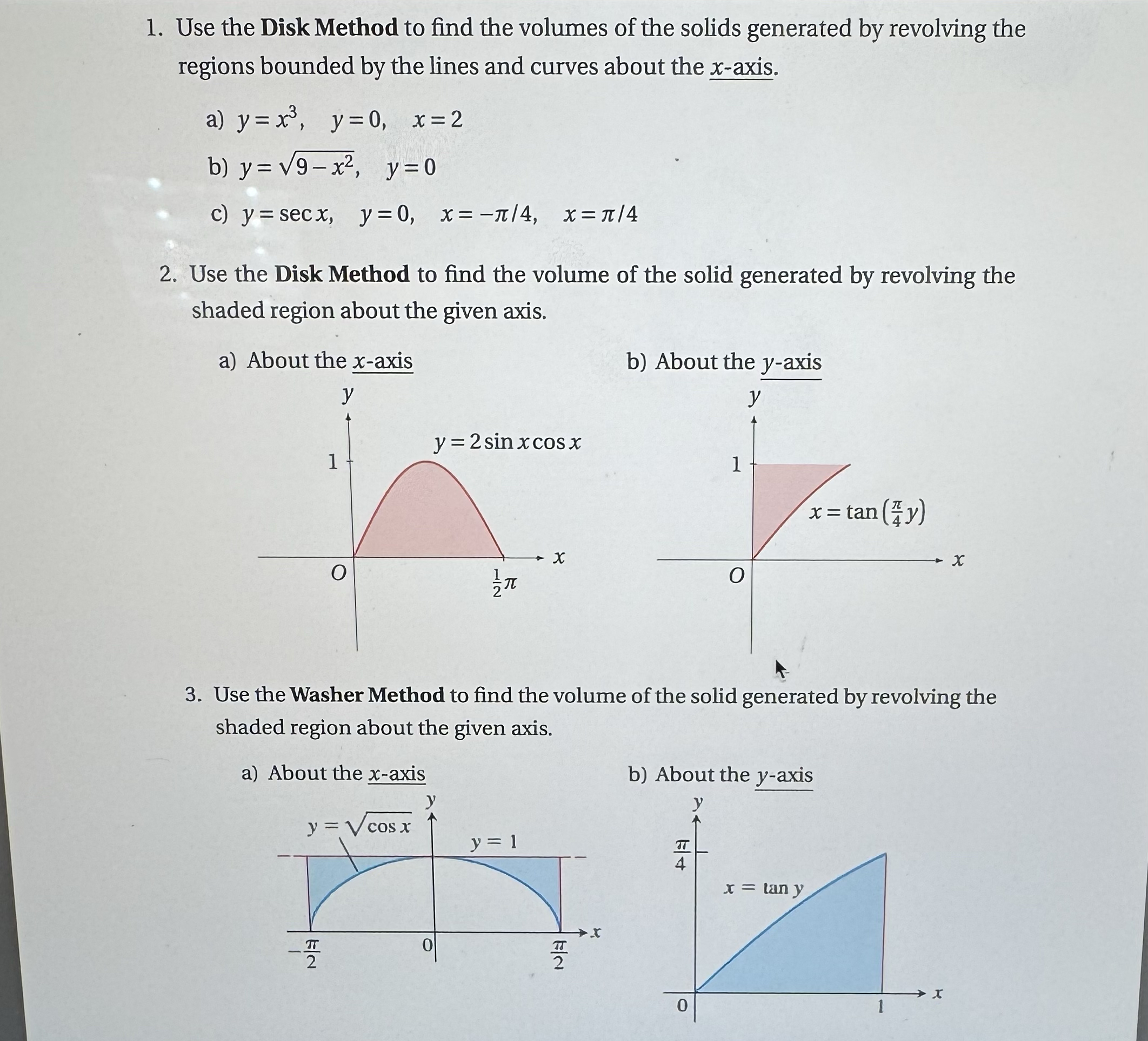 Solved Use the Disk Method to find the volumes of the solids | Chegg.com