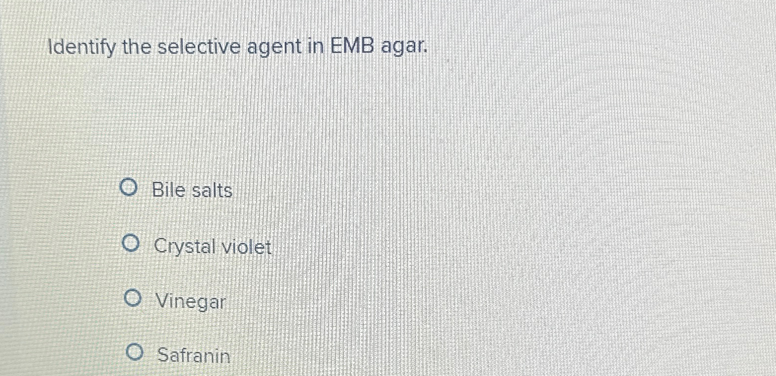 Solved Identify the selective agent in EMB agar.Bile