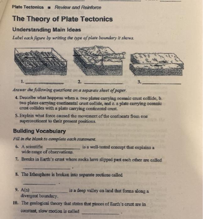 Solved Plate Tectonics - Review and Reinforce The Theory of | Chegg.com