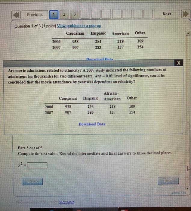 Solved Previous 2 3 Next Question 1 of 3 (1 point) View | Chegg.com