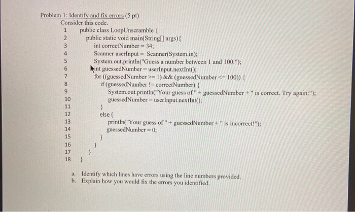 Solved 8 Problem 1: Identify and fix errors (5 pt) Consider | Chegg.com