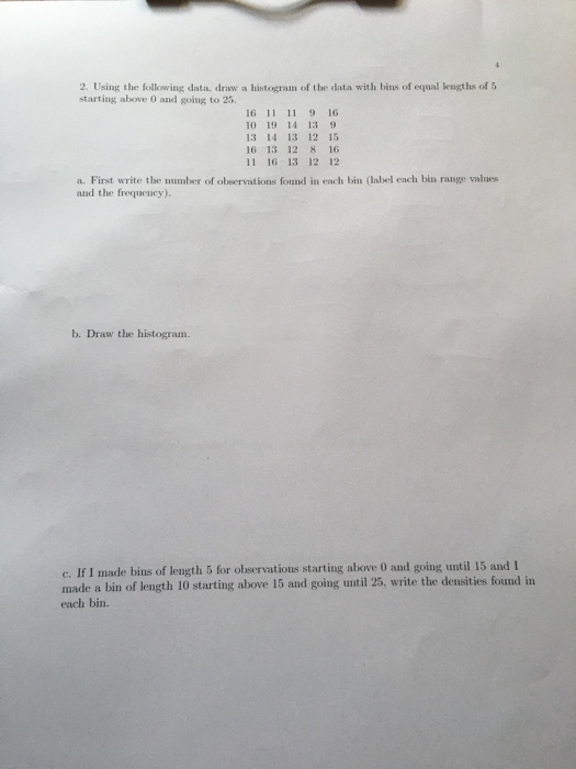 Solved 1 9 2. Using the following data, draw a histogram of | Chegg.com
