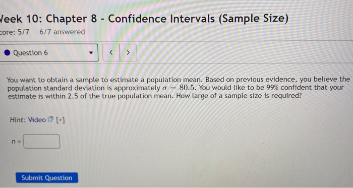 Solved Veek 10: Chapter 8 - Confidence Intervals (Sample | Chegg.com