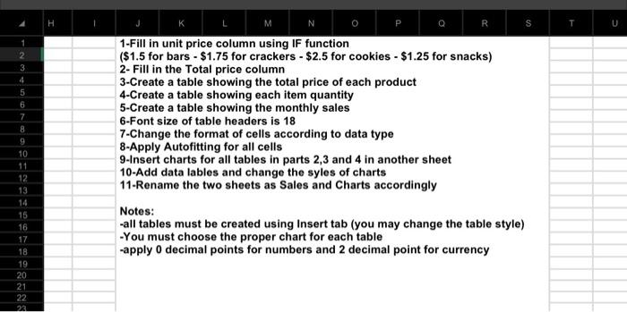 Solved 1-Fill in unit price column using IF function ( $1.5 | Chegg.com