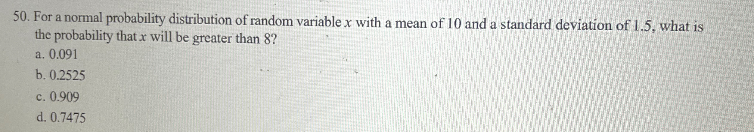 Solved For a normal probability distribution of random | Chegg.com