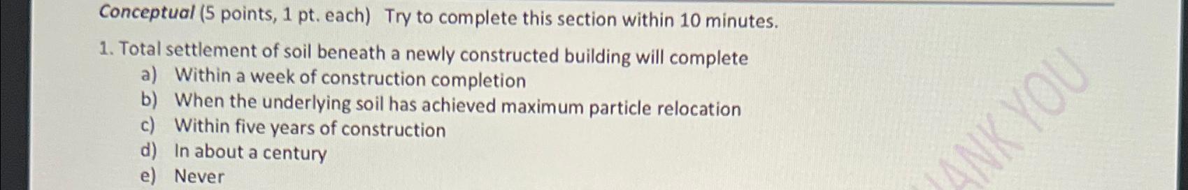 Solved Conceptual (5 points, 1pt. each) Try to complete this | Chegg.com