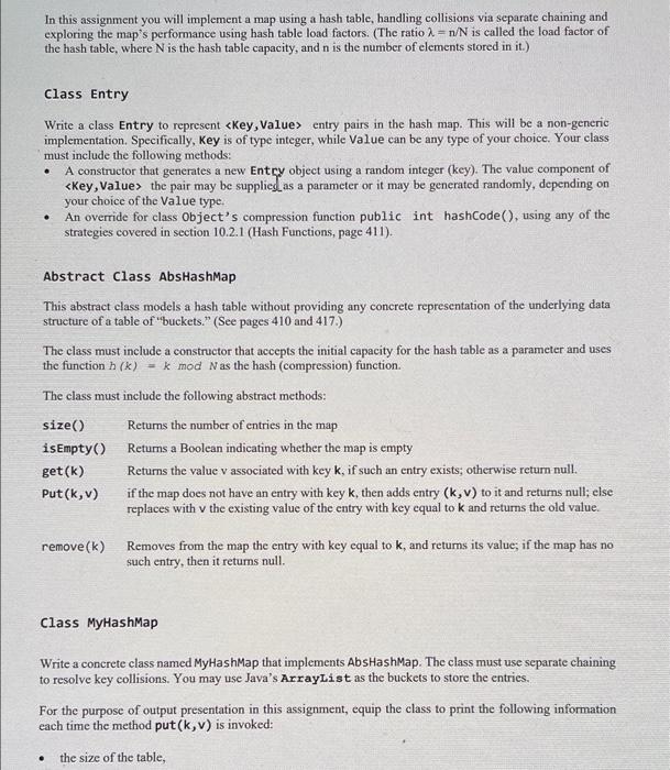 Solved In this assignment you will implement a map using a | Chegg.com