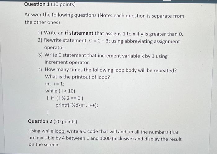 Solved Answer the following questions (Note: each question | Chegg.com