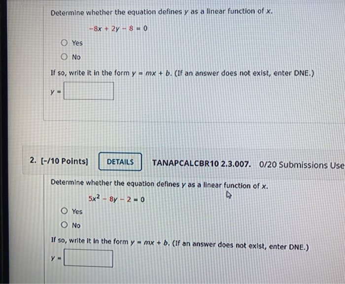 solved-determine-whether-the-equation-defines-y-as-a-linear-chegg