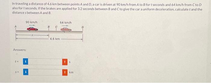 Solved In traveling a distance of 4.6 km between points A | Chegg.com
