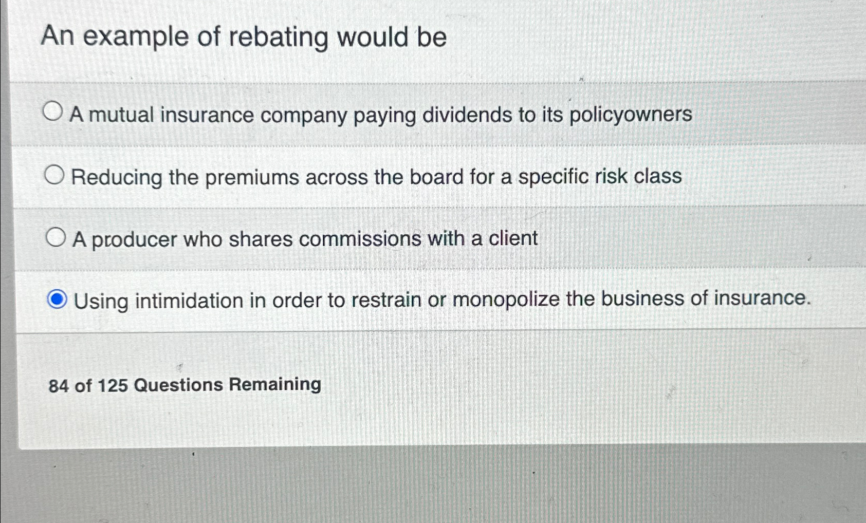 Solved An example of rebating would beA mutual insurance | Chegg.com