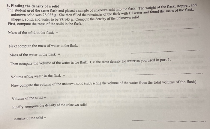 3. Finding the density of a solid: The student used | Chegg.com