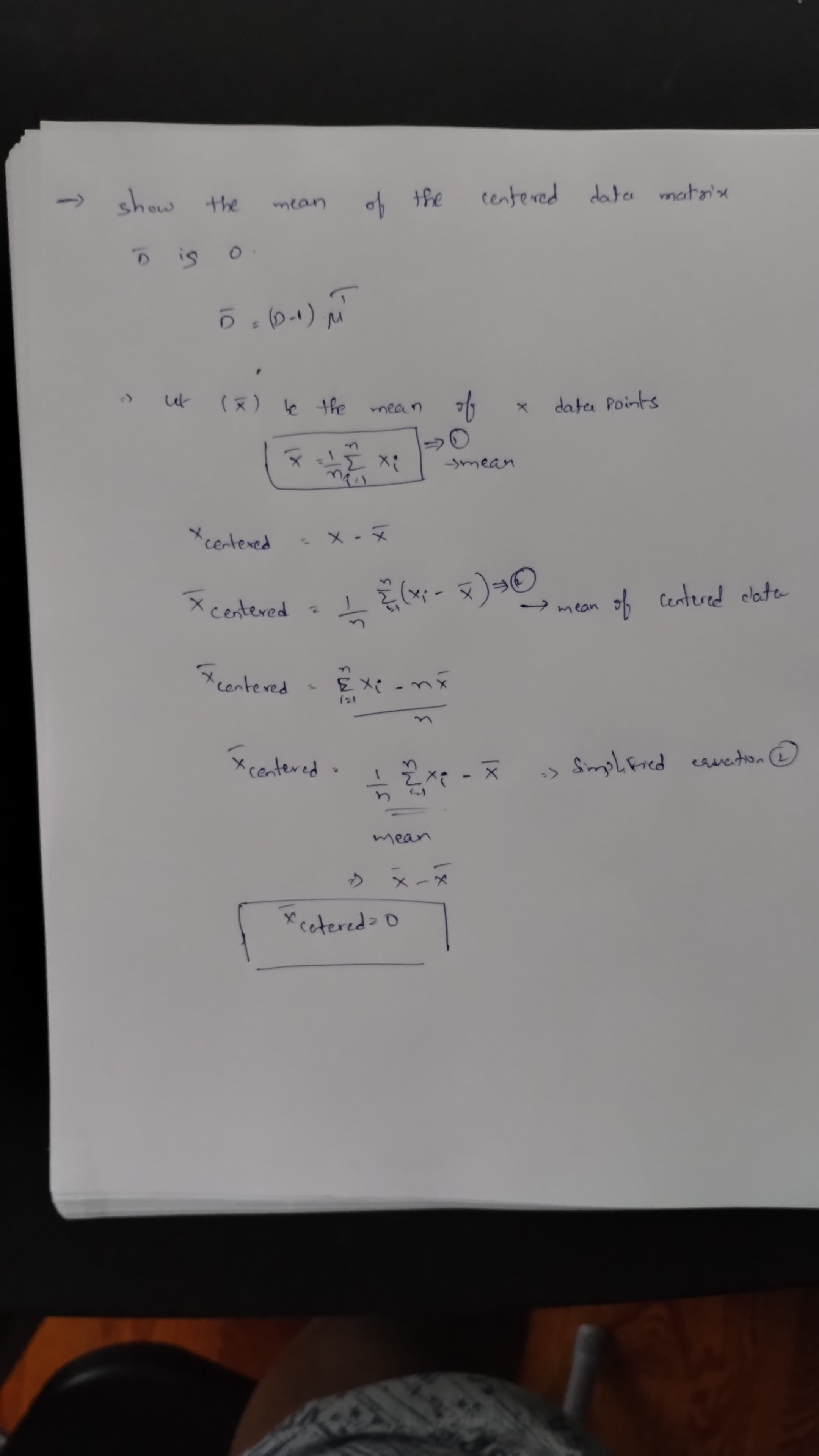 Solved → ﻿show the mean of the centered data matrixD ﻿is | Chegg.com