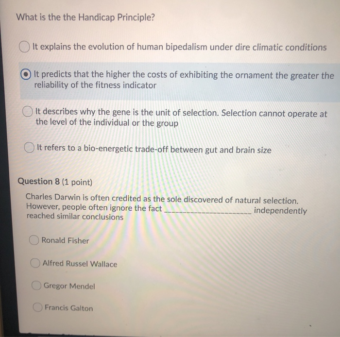 Solved What Is The The Handicap Principle? It Explains The | Chegg.com