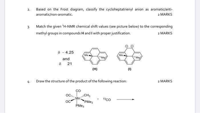 Solved 2. Based On The Frost Diagram, Classify The 