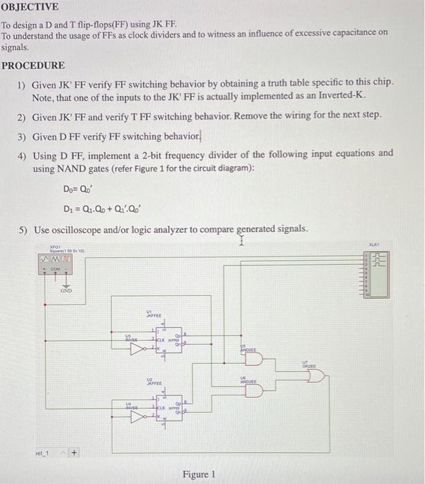 Solved OBJECTIVE To design a D and T flip-flops(FF) using JK | Chegg.com