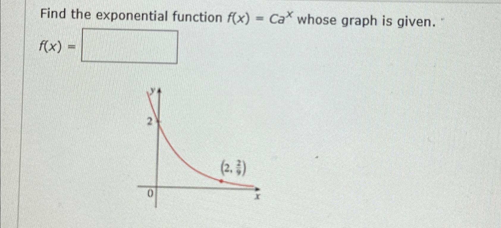 Solved Find The Exponential Function F X Cax ﻿whose Graph