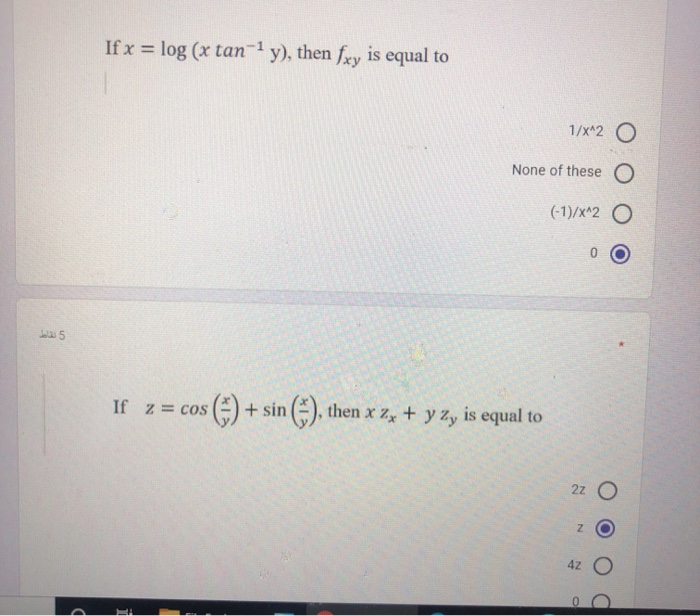 Solved If x = log (x tan-+ y), then fxy is equal to 1/x^2 O | Chegg.com