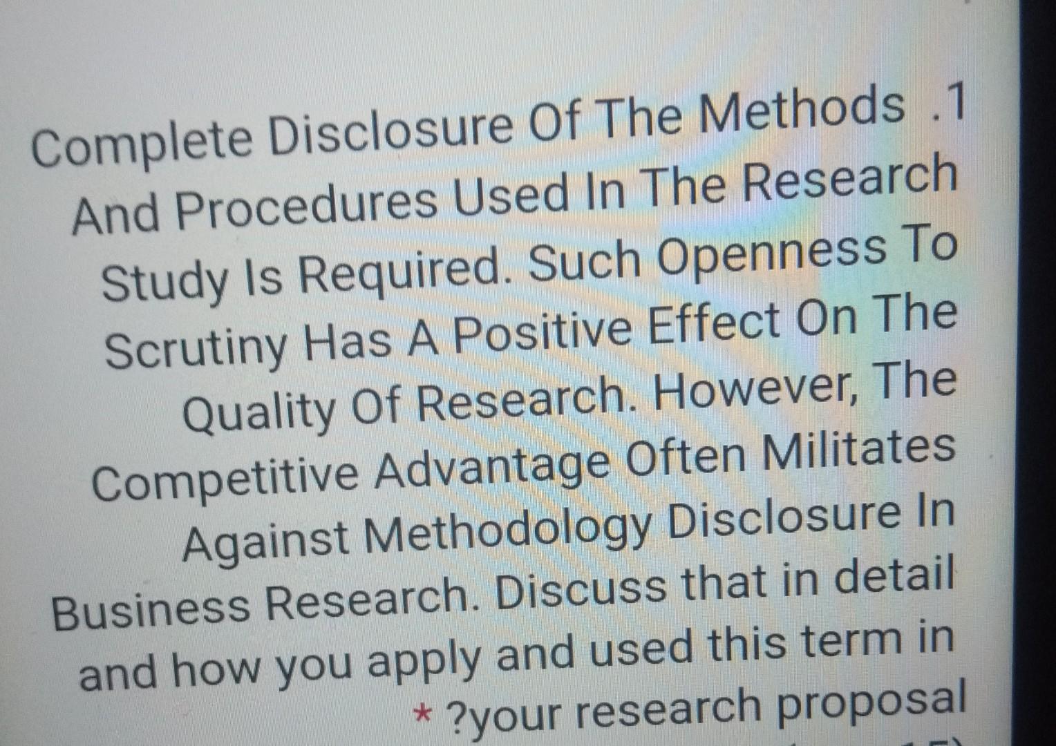 Solved Complete Disclosure Of The Methods .1 And Procedures | Chegg.com