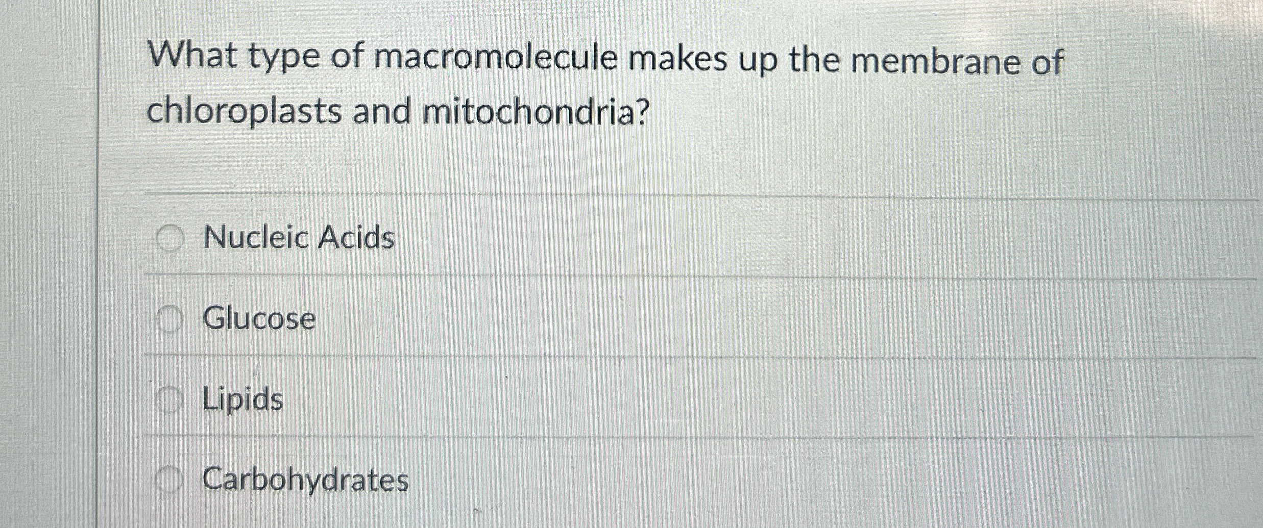 Solved What type of macromolecule makes up the membrane of