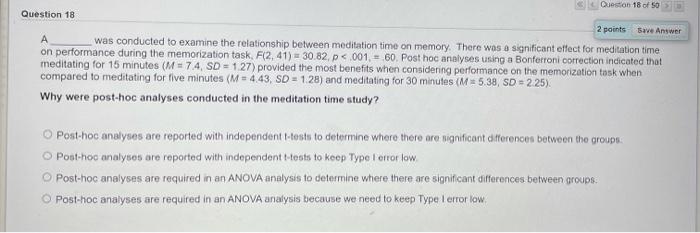 Solved Save Answer Question 15 2 points A was conducted to | Chegg.com