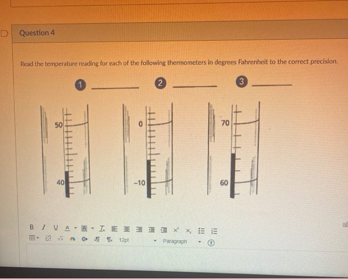Solved Question 4 Read the temperature reading for each of | Chegg.com
