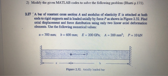 Solved 2) Modify the given MATLAB codes to solve the | Chegg.com