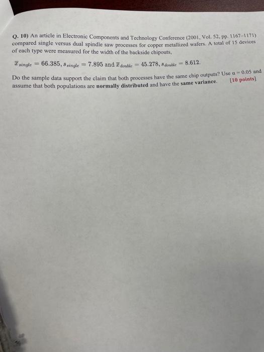 Solved Q. 10) An article in Electronic Components and
