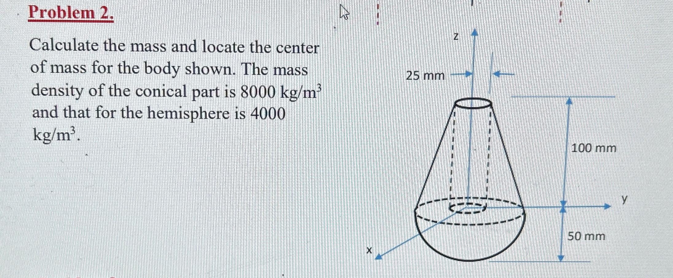 Solved Problem 2.Calculate The Mass And Locate The Center Of | Chegg.com