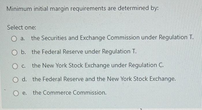 Solved Minimum initial margin requirements are determined | Chegg.com